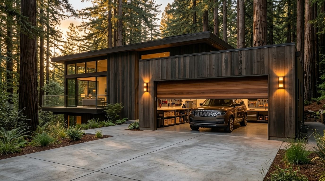 Davis Garage Door Services Garage Door Gliding Open Revealing Warm Illuminated Interior